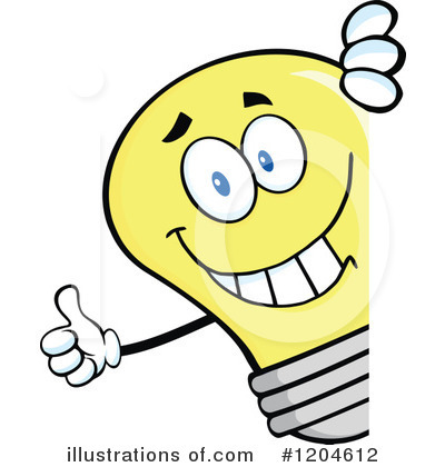 Royalty-Free (RF) Yellow Light Bulb Clipart Illustration by Hit Toon - Stock Sample #1204612
