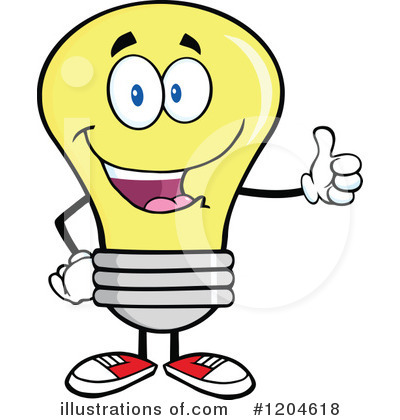 Royalty-Free (RF) Yellow Light Bulb Clipart Illustration by Hit Toon - Stock Sample #1204618