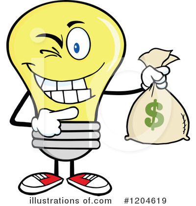 Royalty-Free (RF) Yellow Light Bulb Clipart Illustration by Hit Toon - Stock Sample #1204619