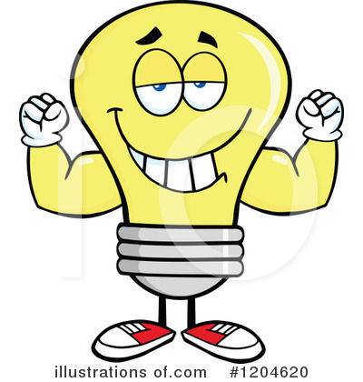 Royalty-Free (RF) Yellow Light Bulb Clipart Illustration by Hit Toon - Stock Sample #1204620