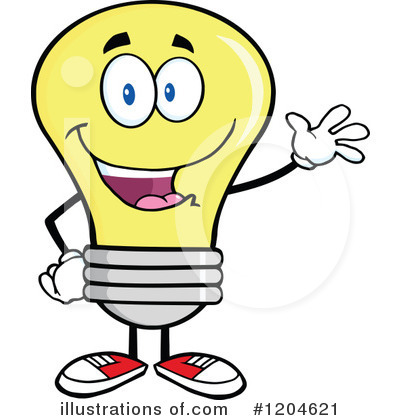 Royalty-Free (RF) Yellow Light Bulb Clipart Illustration by Hit Toon - Stock Sample #1204621