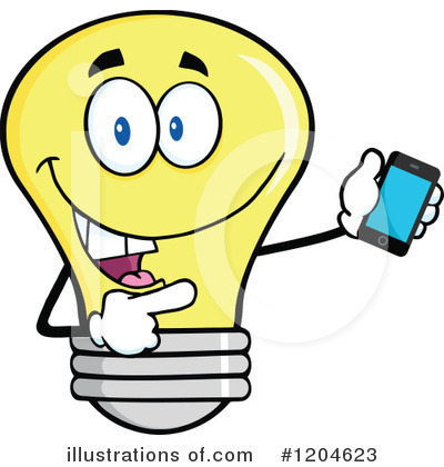 Royalty-Free (RF) Yellow Light Bulb Clipart Illustration by Hit Toon - Stock Sample #1204623