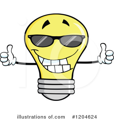 Royalty-Free (RF) Yellow Light Bulb Clipart Illustration by Hit Toon - Stock Sample #1204624