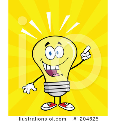 Royalty-Free (RF) Yellow Light Bulb Clipart Illustration by Hit Toon - Stock Sample #1204625