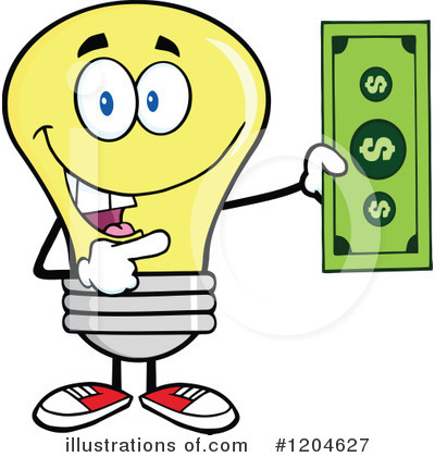 Royalty-Free (RF) Yellow Light Bulb Clipart Illustration by Hit Toon - Stock Sample #1204627