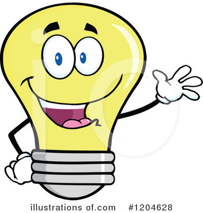Royalty-Free (RF) Yellow Light Bulb Clipart Illustration by Hit Toon - Stock Sample #1204628