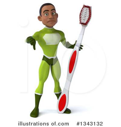 Royalty-Free (RF) Young Black Green Male Super Hero Clipart Illustration by Julos - Stock Sample #1343132