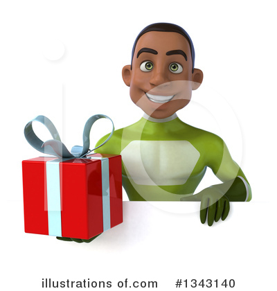 Royalty-Free (RF) Young Black Green Male Super Hero Clipart Illustration by Julos - Stock Sample #1343140