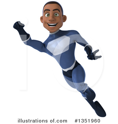 Royalty-Free (RF) Young Black Male Dark Blue Super Hero Clipart Illustration by Julos - Stock Sample #1351960
