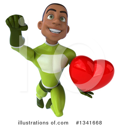 Young Black Green Male Super Hero Clipart #1341668 by Julos