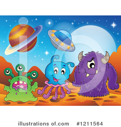 Royalty-Free (RF) Alien Clipart Illustration by visekart - Stock Sample #1211564