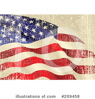 Royalty-Free (RF) American Flag Clipart Illustration by Pushkin - Stock Sample #209458