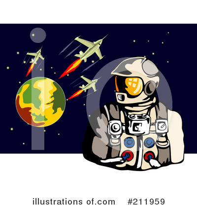 Royalty-Free (RF) Astronaut Clipart Illustration by patrimonio - Stock Sample #211959