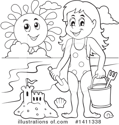 Royalty-Free (RF) At The Beach Clipart Illustration by visekart - Stock Sample #1411338