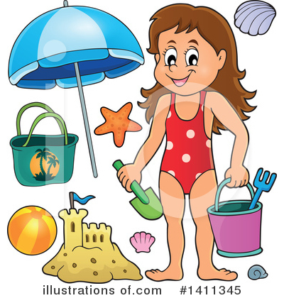 Royalty-Free (RF) At The Beach Clipart Illustration by visekart - Stock Sample #1411345