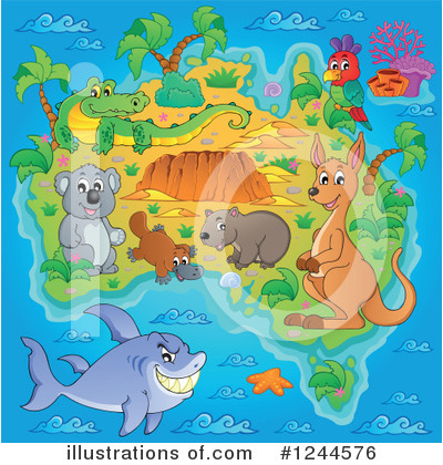 Royalty-Free (RF) Aussie Animals Clipart Illustration by visekart - Stock Sample #1244576