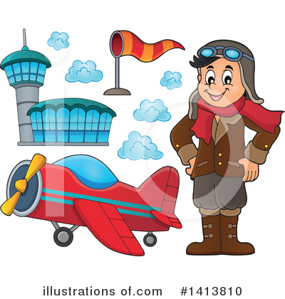 Royalty-Free (RF) Aviator Clipart Illustration by visekart - Stock Sample #1413810