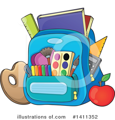 Royalty-Free (RF) Backpack Clipart Illustration by visekart - Stock Sample #1411352