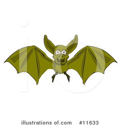 Flying Bat Clipart #11633 by AtStockIllustration