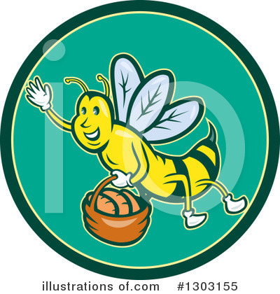 Royalty-Free (RF) Bee Clipart Illustration by patrimonio - Stock Sample #1303155