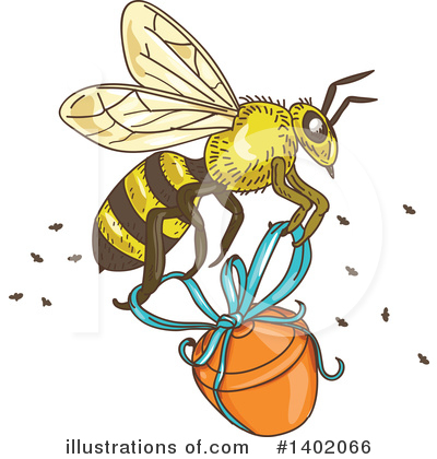 Royalty-Free (RF) Bee Clipart Illustration by patrimonio - Stock Sample #1402066