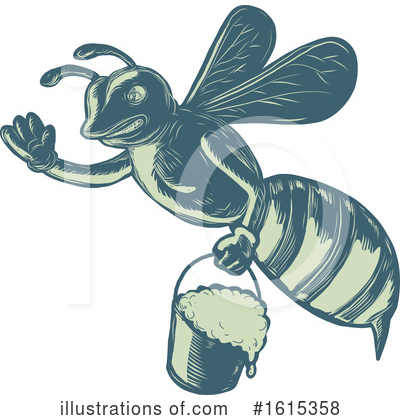 Royalty-Free (RF) Bee Clipart Illustration by patrimonio - Stock Sample #1615358