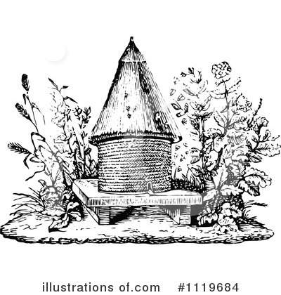 Royalty-Free (RF) Bee Hive Clipart Illustration by Prawny Vintage - Stock Sample #1119684