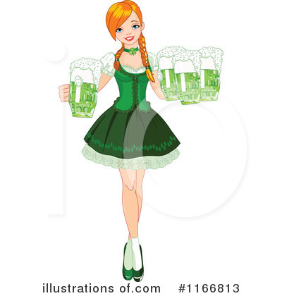 Royalty-Free (RF) Beer Maiden Clipart Illustration by Pushkin - Stock Sample #1166813