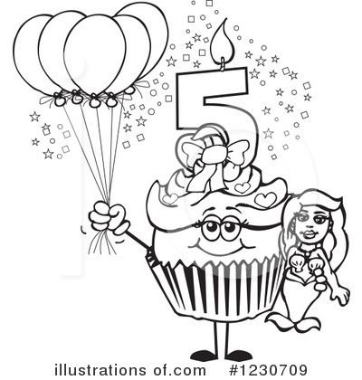 Royalty-Free (RF) Birthday Cupcake Clipart Illustration by Dennis Holmes Designs - Stock Sample #1230709