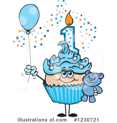Royalty-Free (RF) Birthday Cupcake Clipart Illustration by Dennis Holmes Designs - Stock Sample #1230721