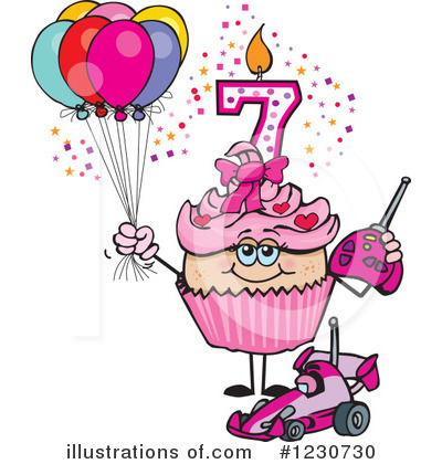 Royalty-Free (RF) Birthday Cupcake Clipart Illustration by Dennis Holmes Designs - Stock Sample #1230730
