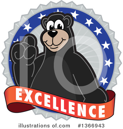 Black Bear School Mascot Clipart #1366943 by Mascot Junction