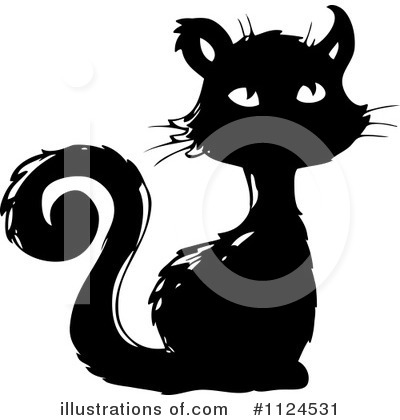 Royalty-Free (RF) Black Cat Clipart Illustration by visekart - Stock Sample #1124531