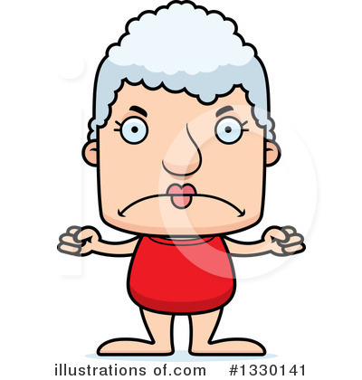 Royalty-Free (RF) Block Headed White Senior Woman Clipart Illustration by Cory Thoman - Stock Sample #1330141