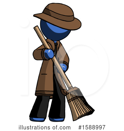 Royalty-Free (RF) Blue Design Mascot Clipart Illustration by Leo Blanchette - Stock Sample #1588997