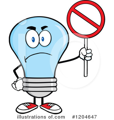 Royalty-Free (RF) Blue Light Bulb Clipart Illustration by Hit Toon - Stock Sample #1204647