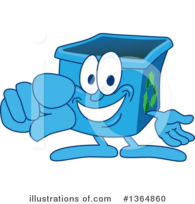 Royalty-Free (RF) Blue Recycle Bin Character Clipart Illustration by Mascot Junction - Stock Sample #1364860