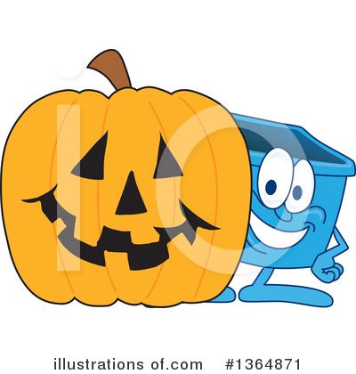 Blue Recycle Bin Character Clipart #1364871 by Mascot Junction