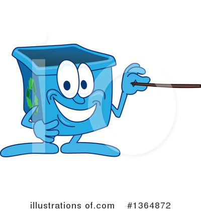 Royalty-Free (RF) Blue Recycle Bin Character Clipart Illustration by Mascot Junction - Stock Sample #1364872