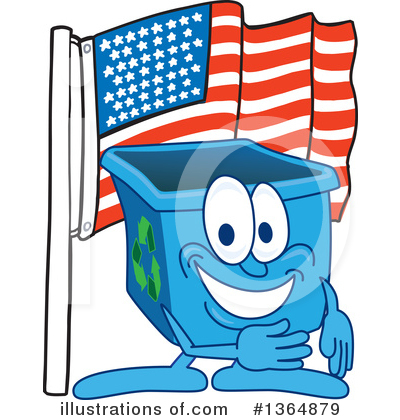 Royalty-Free (RF) Blue Recycle Bin Character Clipart Illustration by Mascot Junction - Stock Sample #1364879