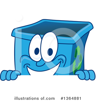 Blue Recycle Bin Character Clipart #1364881 by Mascot Junction