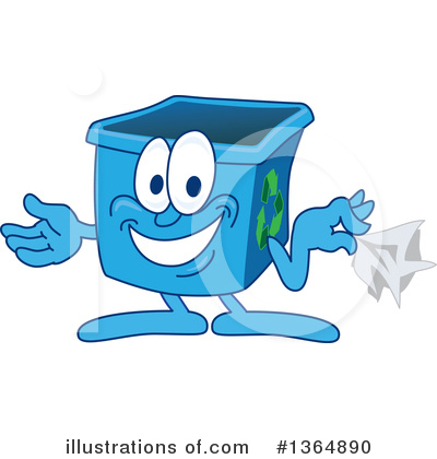 Blue Recycle Bin Character Clipart #1364890 by Mascot Junction
