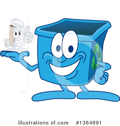 Blue Recycle Bin Character Clipart #1364891 by Mascot Junction