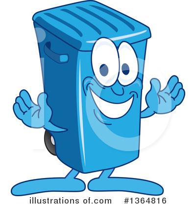 Royalty-Free (RF) Blue Trash Can Clipart Illustration by Mascot Junction - Stock Sample #1364816