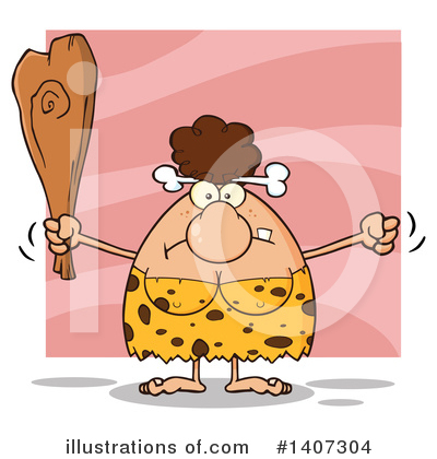 Royalty-Free (RF) Brunette Cave Woman Clipart Illustration by Hit Toon - Stock Sample #1407304