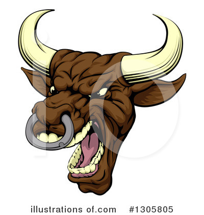 Royalty-Free (RF) Bull Clipart Illustration by AtStockIllustration - Stock Sample #1305805