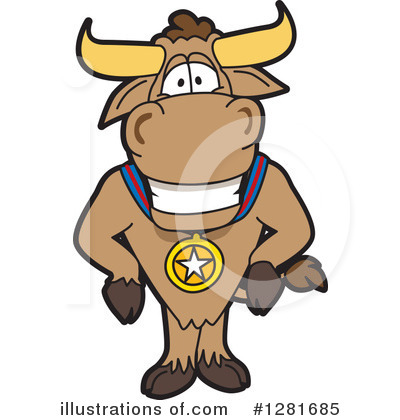 Royalty-Free (RF) Bull Mascot Clipart Illustration by Mascot Junction - Stock Sample #1281685
