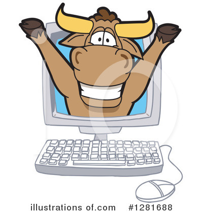 Royalty-Free (RF) Bull Mascot Clipart Illustration by Mascot Junction - Stock Sample #1281688