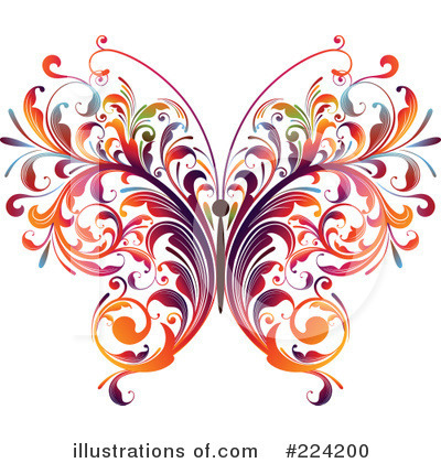 Royalty-Free (RF) Butterfly Clipart Illustration by OnFocusMedia - Stock Sample #224200