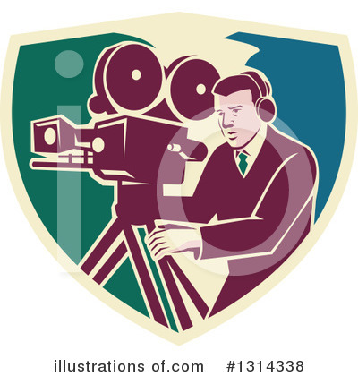 Royalty-Free (RF) Camera Man Clipart Illustration by patrimonio - Stock Sample #1314338